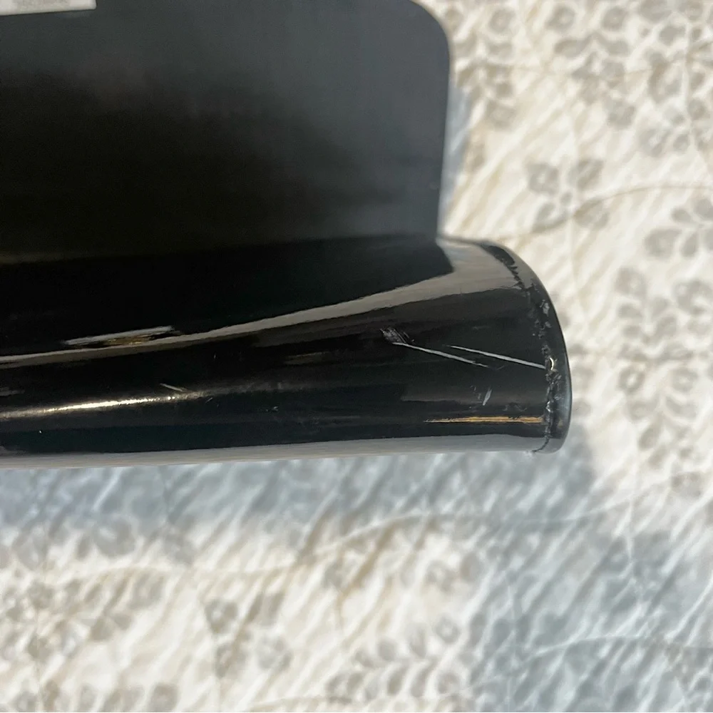 OS Vintage Envelope Style Black Patent Clutch Triangle Clasp